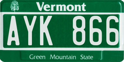 VT license plate AYK866
