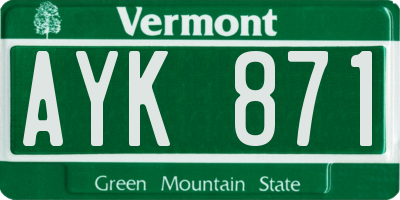 VT license plate AYK871