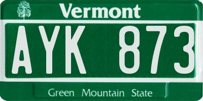 VT license plate AYK873