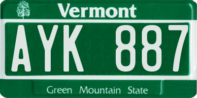 VT license plate AYK887