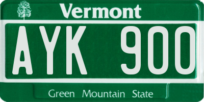 VT license plate AYK900