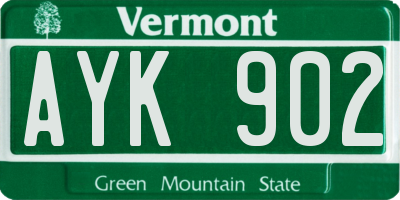 VT license plate AYK902