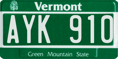 VT license plate AYK910