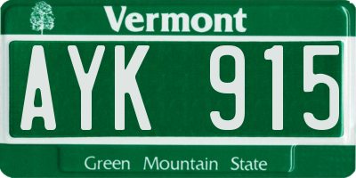 VT license plate AYK915