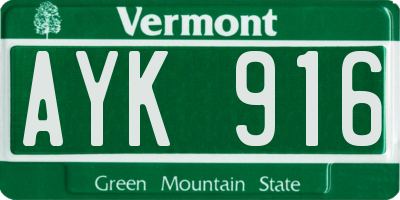 VT license plate AYK916