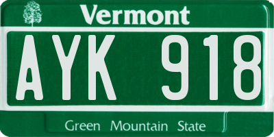 VT license plate AYK918