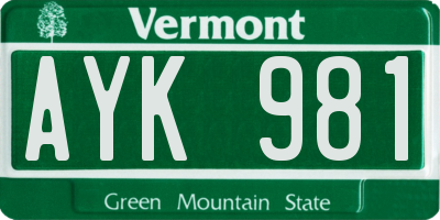 VT license plate AYK981