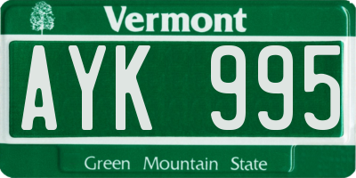 VT license plate AYK995