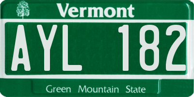 VT license plate AYL182