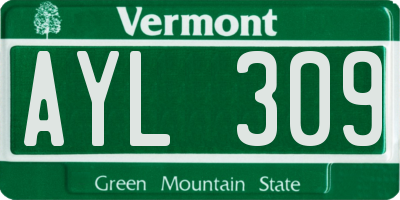 VT license plate AYL309