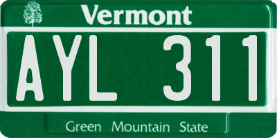 VT license plate AYL311