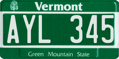 VT license plate AYL345