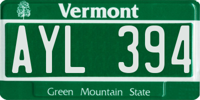 VT license plate AYL394
