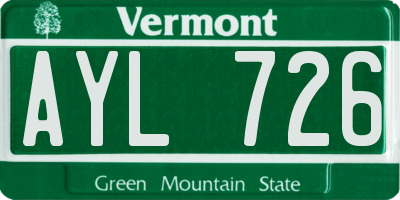 VT license plate AYL726