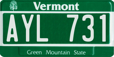 VT license plate AYL731