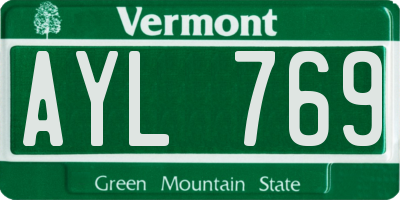 VT license plate AYL769