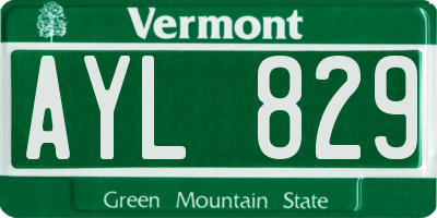 VT license plate AYL829
