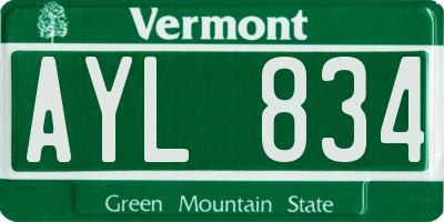 VT license plate AYL834