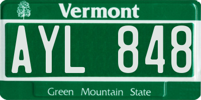 VT license plate AYL848