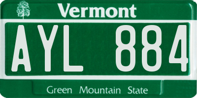 VT license plate AYL884