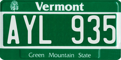 VT license plate AYL935