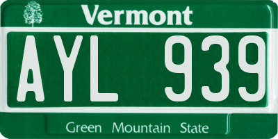 VT license plate AYL939