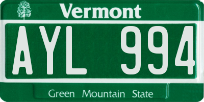 VT license plate AYL994