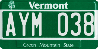 VT license plate AYM038