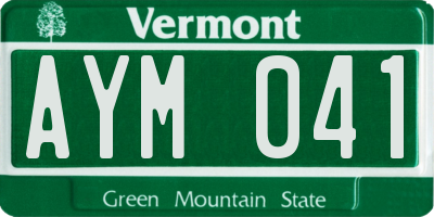 VT license plate AYM041