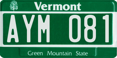 VT license plate AYM081