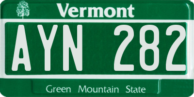 VT license plate AYN282