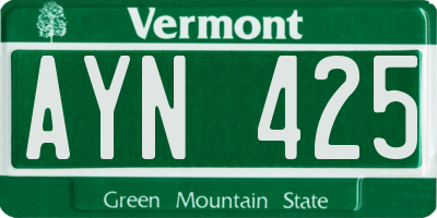 VT license plate AYN425