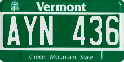 VT license plate AYN436