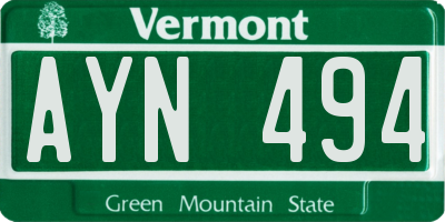 VT license plate AYN494