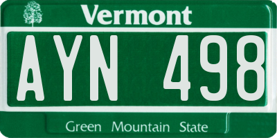 VT license plate AYN498