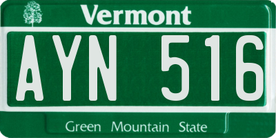 VT license plate AYN516