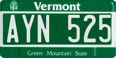 VT license plate AYN525