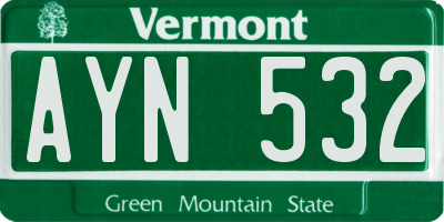 VT license plate AYN532