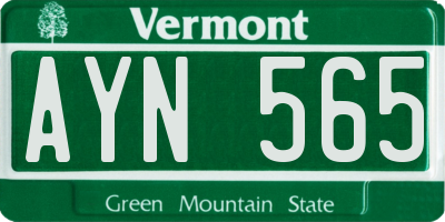 VT license plate AYN565