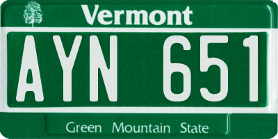 VT license plate AYN651