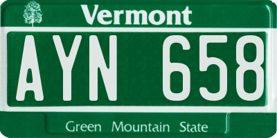 VT license plate AYN658