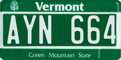 VT license plate AYN664