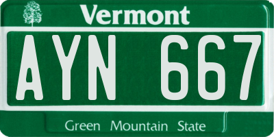 VT license plate AYN667
