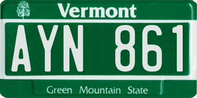 VT license plate AYN861