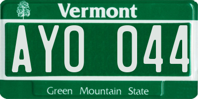 VT license plate AYO044