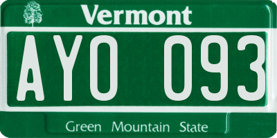 VT license plate AYO093