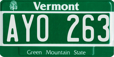 VT license plate AYO263