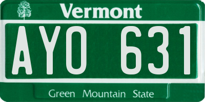 VT license plate AYO631