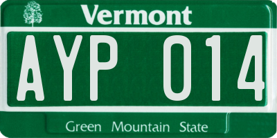 VT license plate AYP014