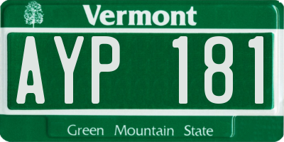 VT license plate AYP181
